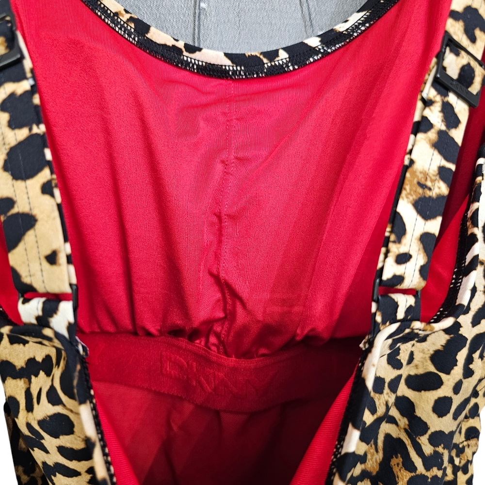 Nwt DKNY Animal Print Brown/Black 1 piece Pleated Front Detail Swimsuit - Picture 13 of 17